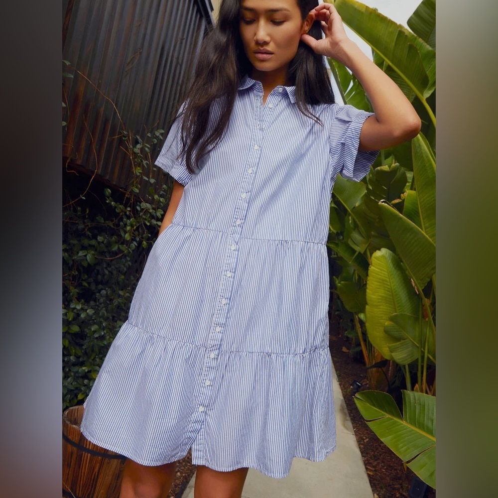 Nation LTD - Hallie Tiered Shirtdress in Banker Stripe Size XS.
